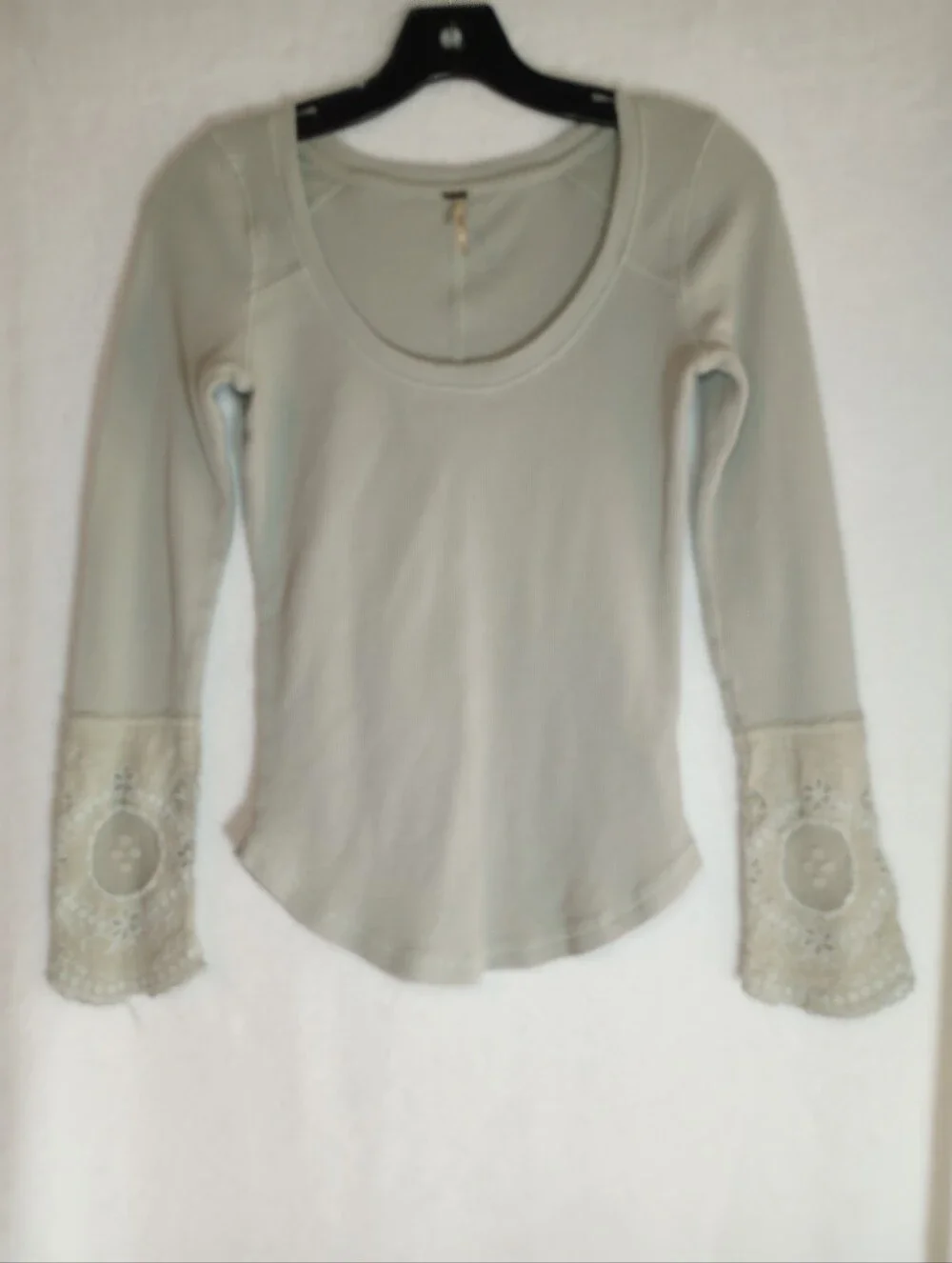 Free People Bella Swan Masquerade Embroidered Cuff Thermal Top Y2K  Grunge Boho